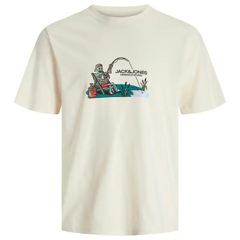 Jack&Jones T-Shirt creme Übergröße Totenkopfprint
