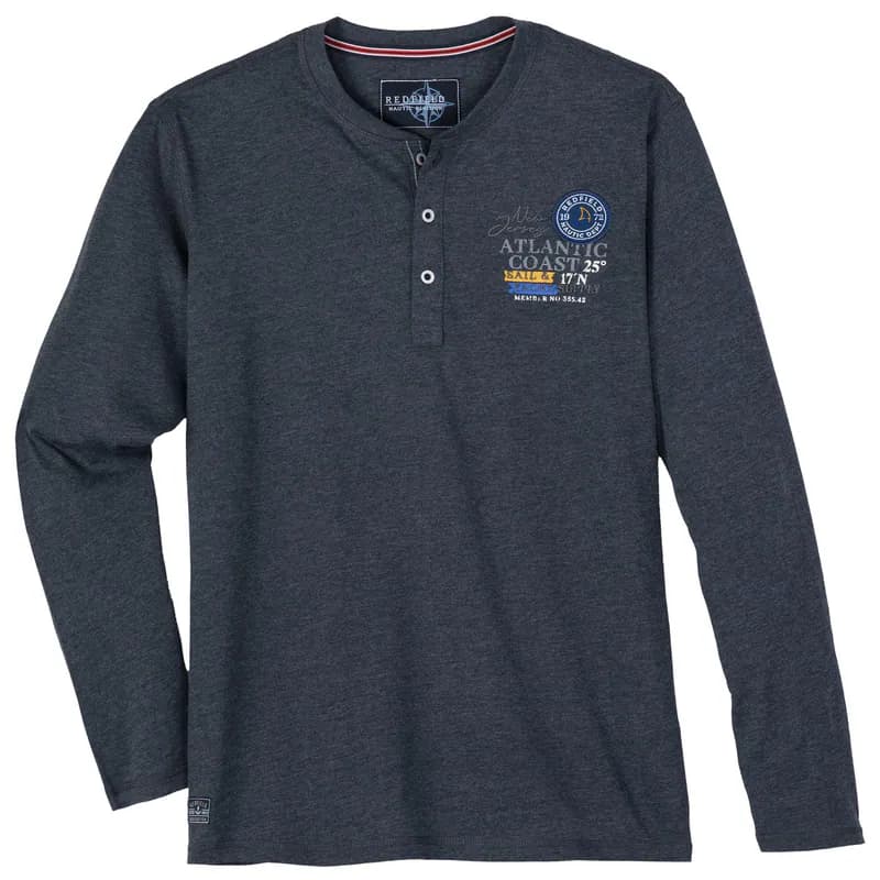 Redfield Übergrößen Henley-Longsleeve anthrazit mel.