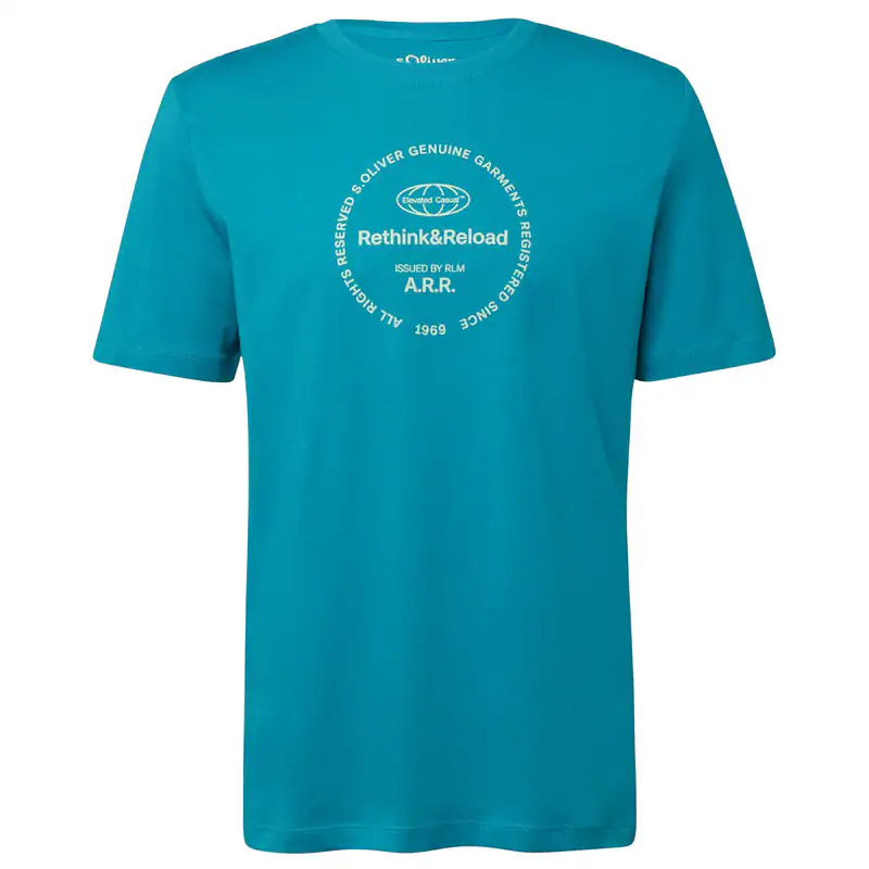 s.Oliver Übergrößen T-Shirt Frontprint petrolblau