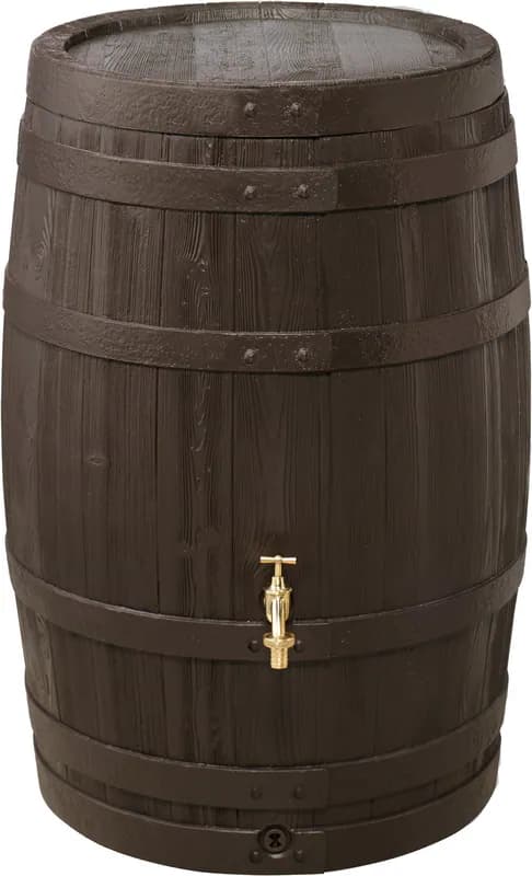 GARANTIA Regenfass BARRICA 260 - 420 L braun Holzfass-Optik Schlauchset & Deckel