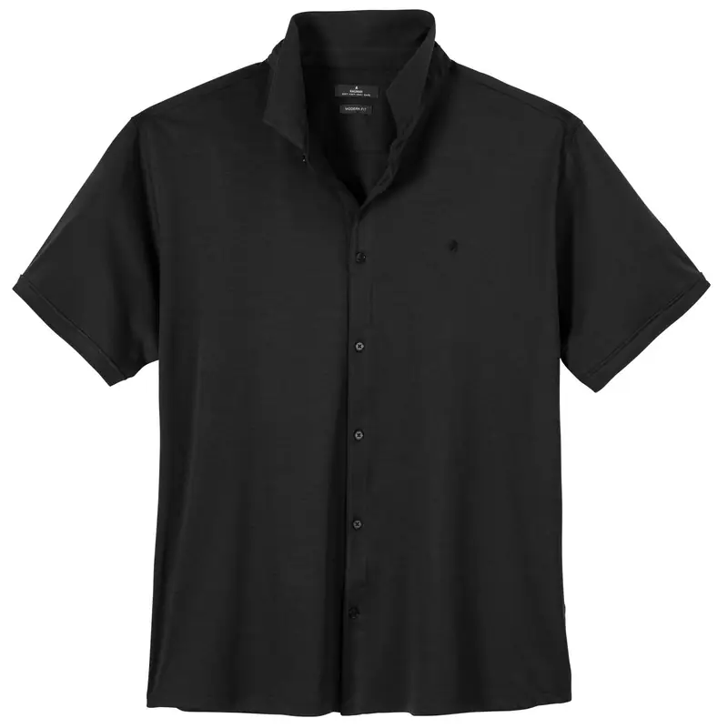 Ragman Softknit Poloshirt XXL durchgeknöpft schwarz