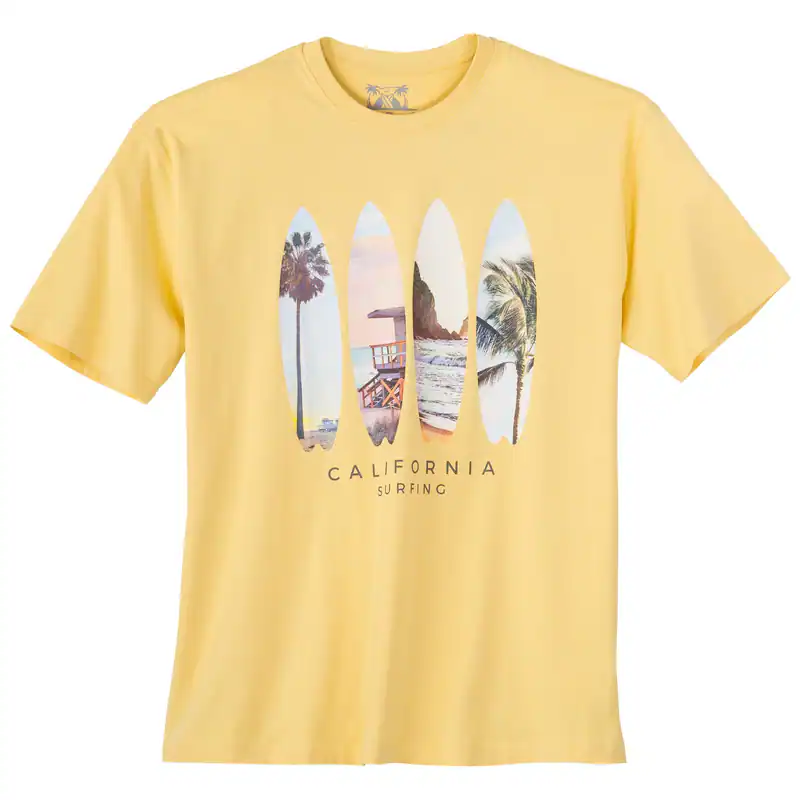Calm Beach Übergrößen T-Shirt gelb Fotoprint Strand 3XL 4XL 5XL 6XL 7XL 8XL 10XL
