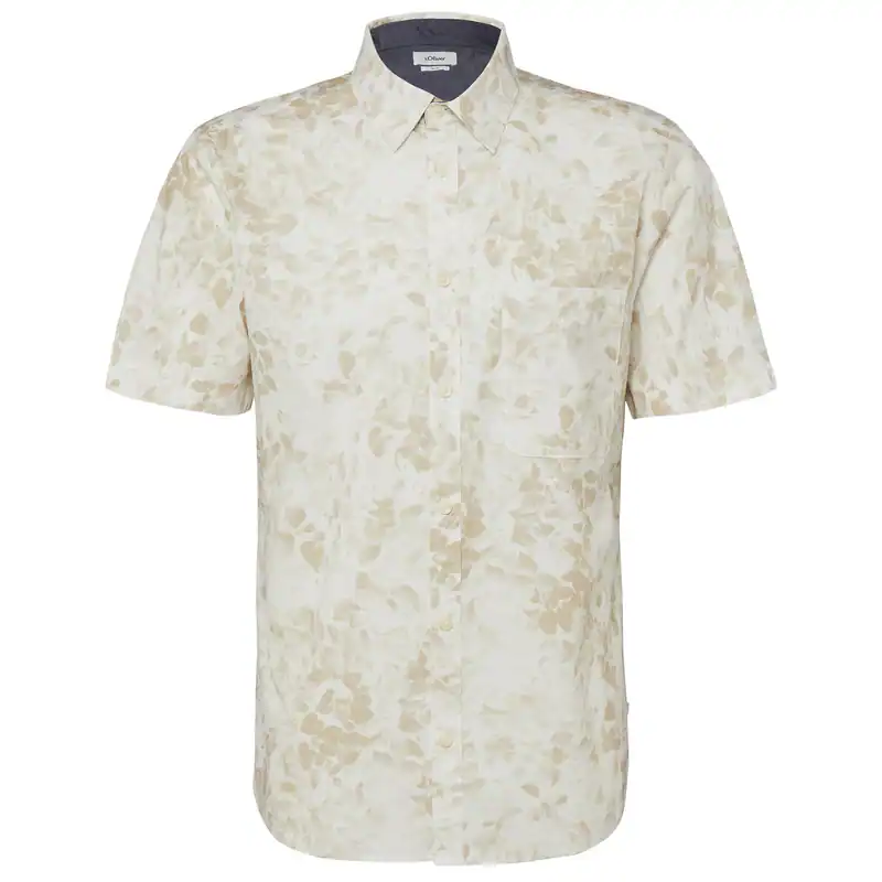 s.Oliver Übergrößen Kurzarmhemd beige-creme Muster