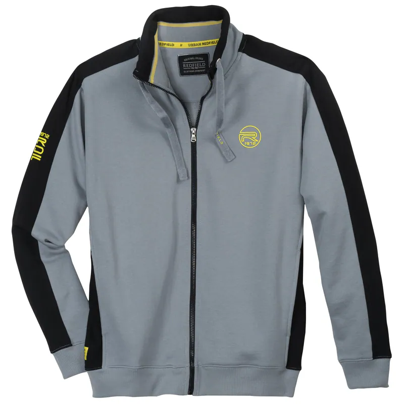 Redfield XXL Stehkragen-Sweatjacke grau Brustprint