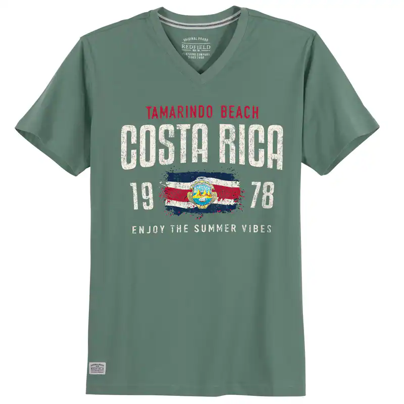 Redfield XXL T-Shirt V-Neck salbeigrün Costa Rica