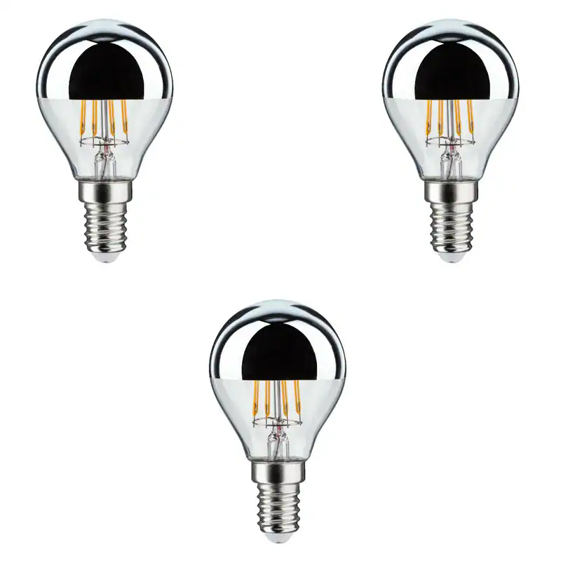 3 x Paulmann LED Tropfen 4,8W = 38W, 440 lm, E14, Kopfspiegel Silber, Warmweiß