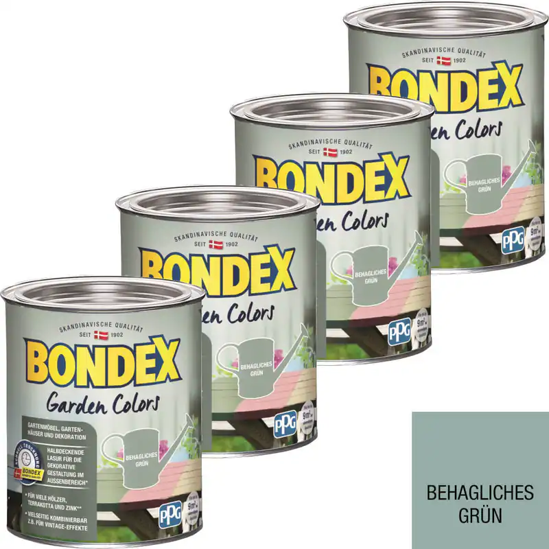 BONDEX Garden Colors halbdeckende Lasur, 4x 0,75l (3l), 12 Farben