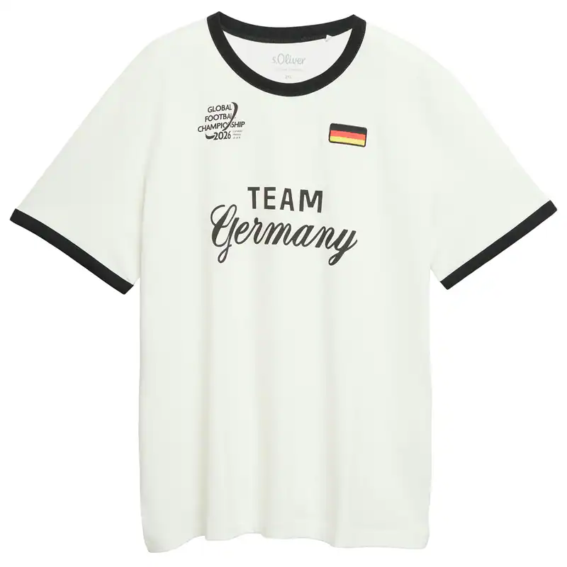 s.Oliver Übergrößen Fan-T-Shirt offwhite Frontprint