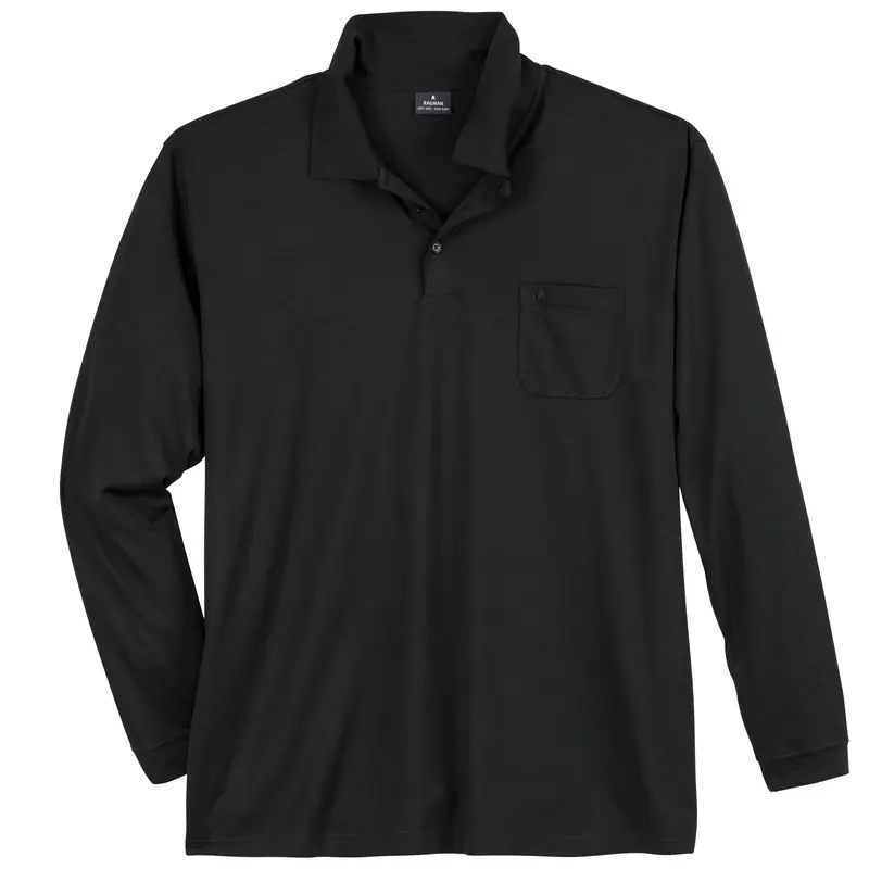 Ragman Softknit Langarm-Polo XXL schwarz