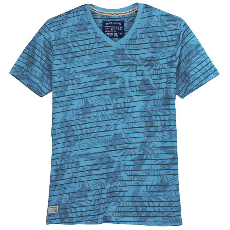 Redfield modisches Übergrößen T-Shirt azurblau floral