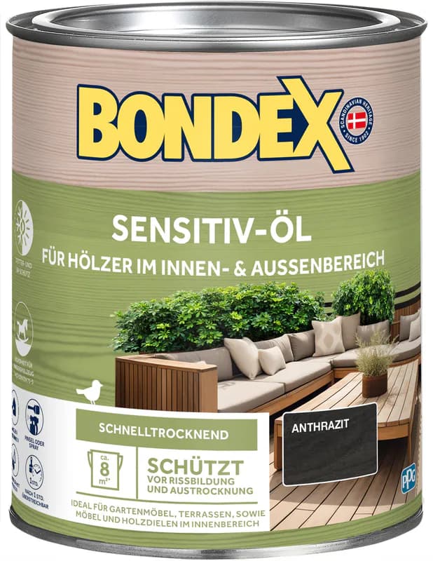 Bondex Sensitiv Öl Terassenöl Holzpflege Holzschutz verschiedene Farben 0,75L 2L
