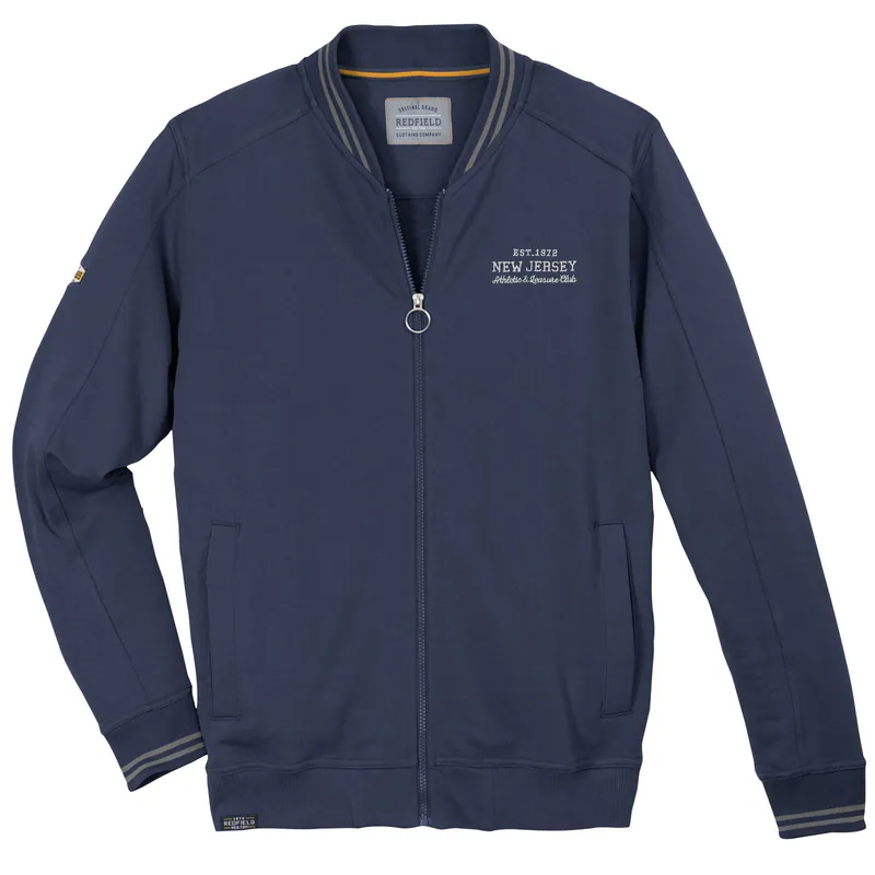Redfield Übergröße Sweatjacke College-Style denimblau