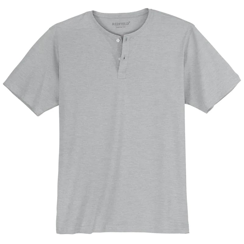 Redfield T-Shirt grau melange mit Knopfleiste Serafino Übergröße