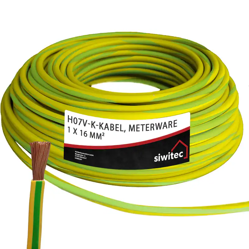 H07V-K Kabel 1x16 mm² Einzelader Litze flexibel Leitung Verdrahtung 1-100 m lang