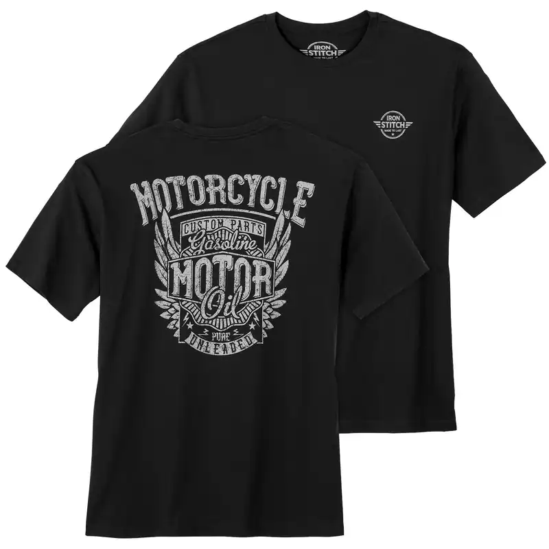 Iron Stitch Übergrößen T-Shirt schwarz Rückenprint 3XL 4XL 5XL 6XL 7XL 8XL 10XL