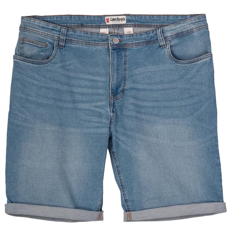 Calm Beach Stretch-Shorts Denim Übergröße blau used
