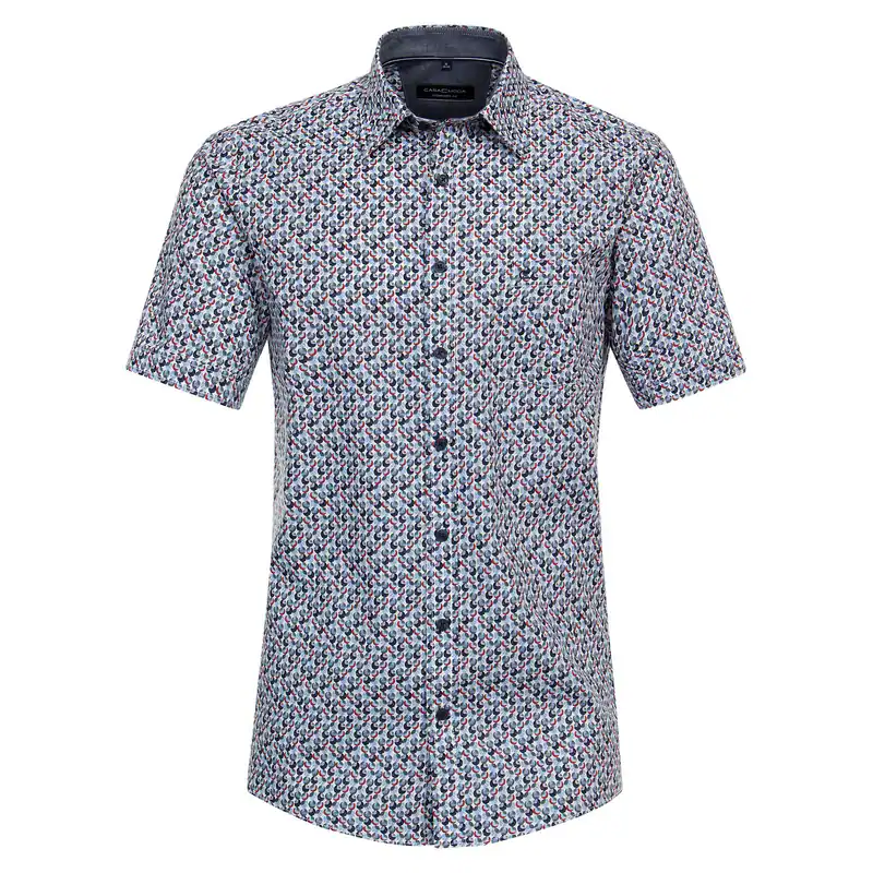 CasaModa XXL Kurzarmhemd Allovermuster navy-rot