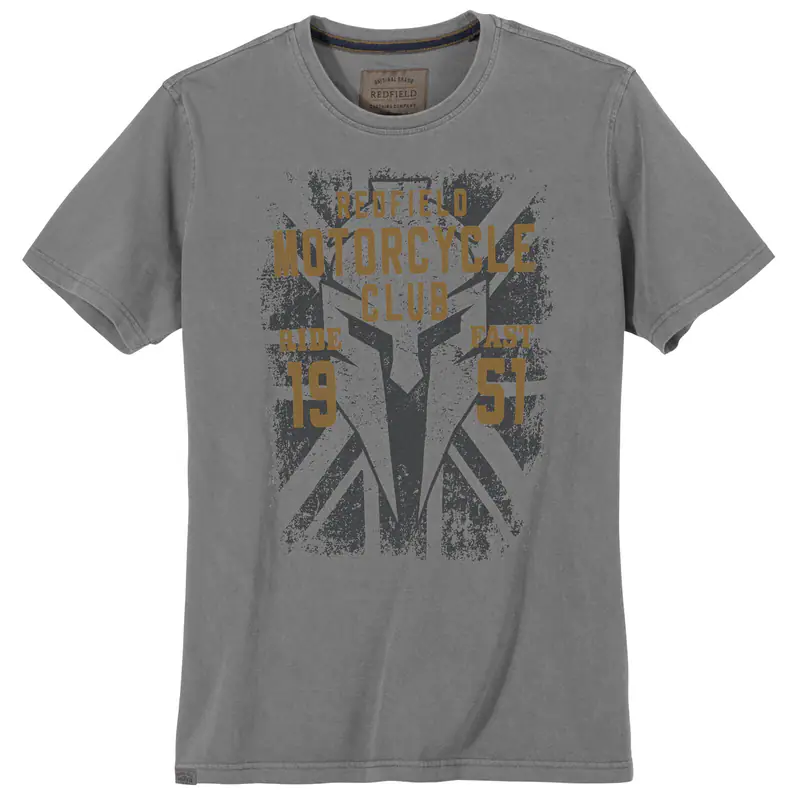 Redfield Used Look T-Shirt Übergröße grau Motorcycle