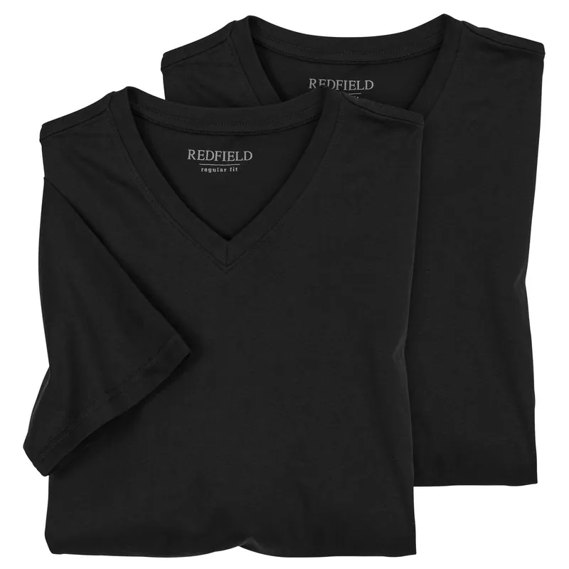 T-Shirts V-Ausschnitt 2-Pack schwarz Redfield XXL