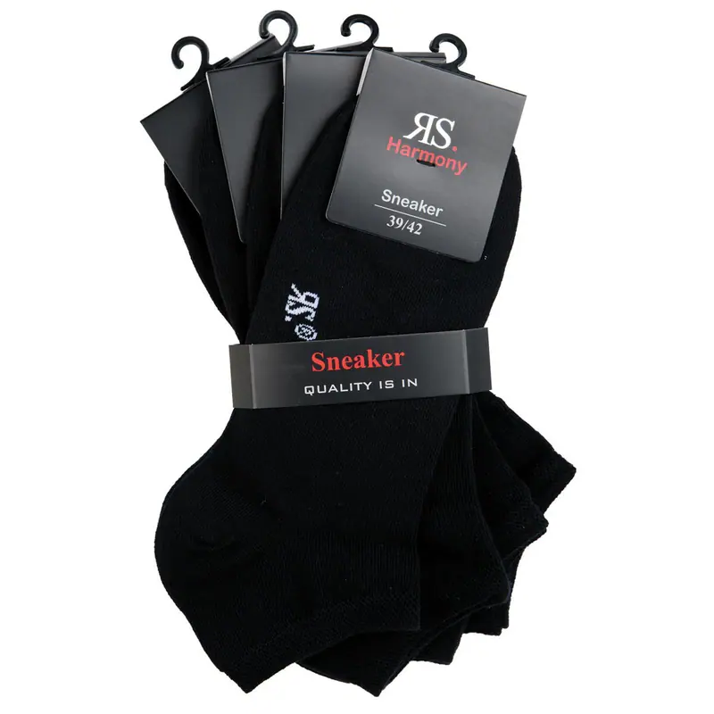 RS Harmony Elasthan Sneaker schwarz 4er Pack Übergröße Komfort Rand extra fein