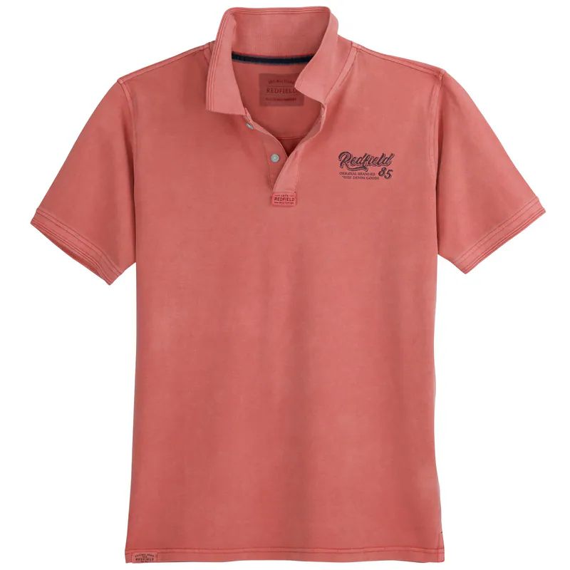 Redfield Used Look Poloshirt XXL koralle bedruckt