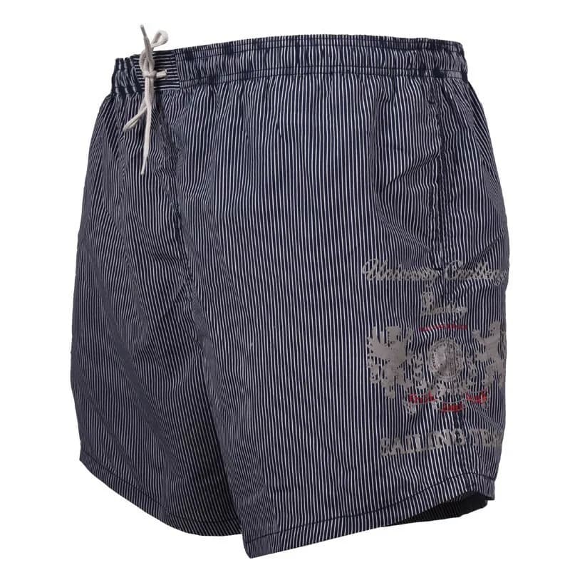 Elemar XXL Badeshort marine-weiß gestreift mit Print XL-10XL schnelltrocknend
