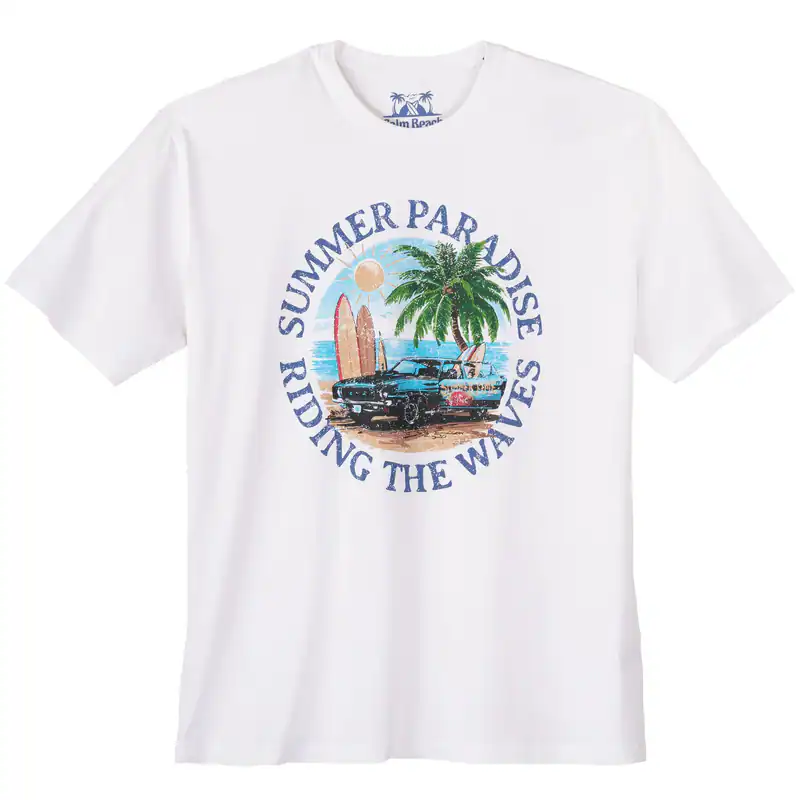 Calm Beach Übergrößen T-Shirt weiß Summer Paradise 3XL 4XL 5XL 6XL 7XL 8XL 10XL