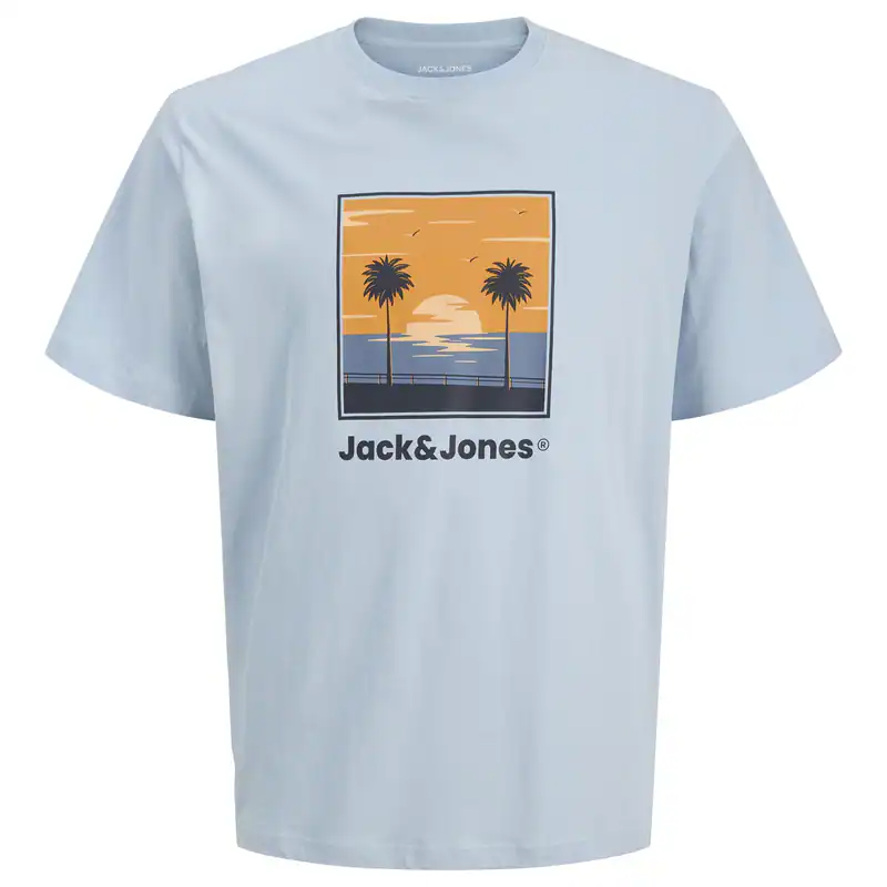 Jack&Jones Übergröße T-Shirt Print hellblau JJPERRY
