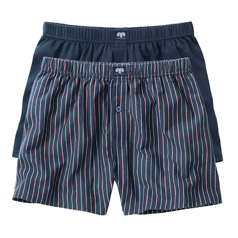 Ceceba 2er-Pack Boxershorts navy uni/gestreift, 2XL-8XL, 100% Baumwolle, bequem