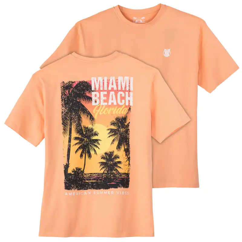 Calm Beach Übergröße orange T-Shirt Rückenprint 3XL 4XL 5XL 6XL 7XL 8XL 10XL NEU