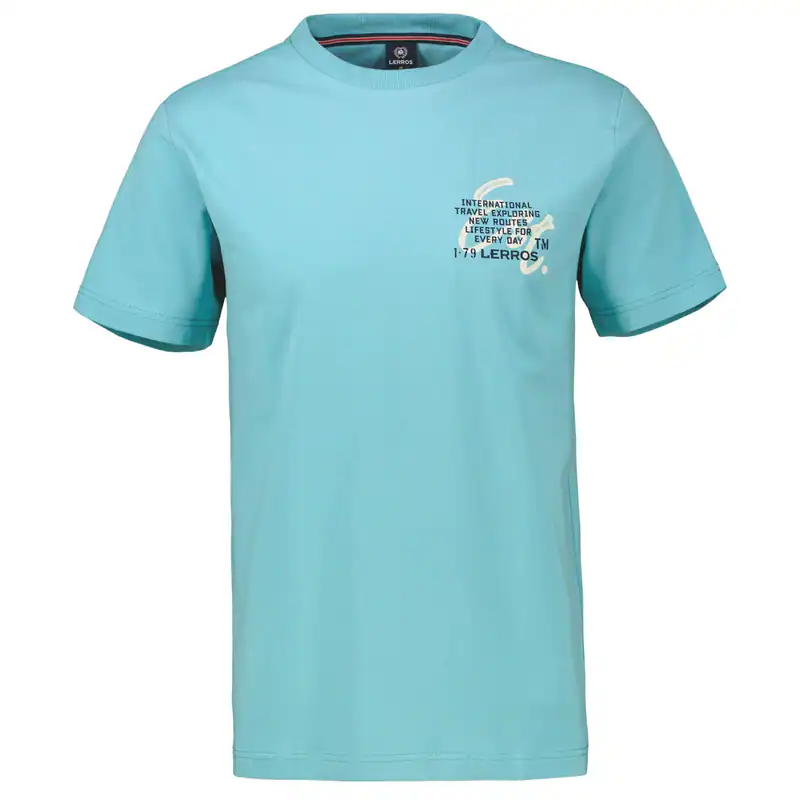 Lerros T-Shirt türkisblau Brustprint Est Übergröße