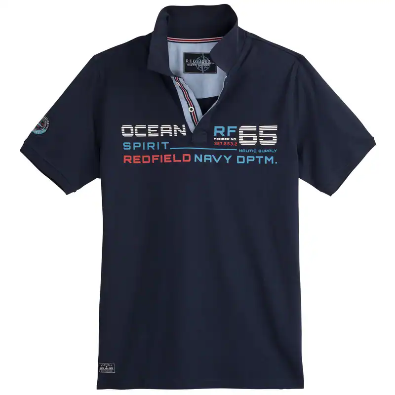 Redfield XXL Poloshirt navy Brustprint maritim
