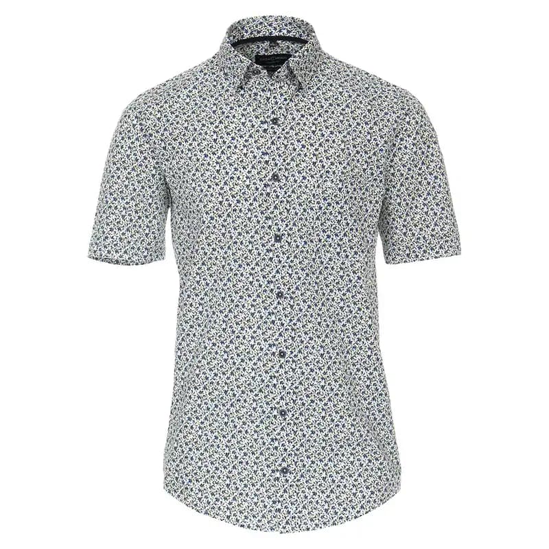 CasaModa-Green XXL Kurzarmhemd geblümt blau-grün 2XL-7XL 100% Organic Cotton NEU