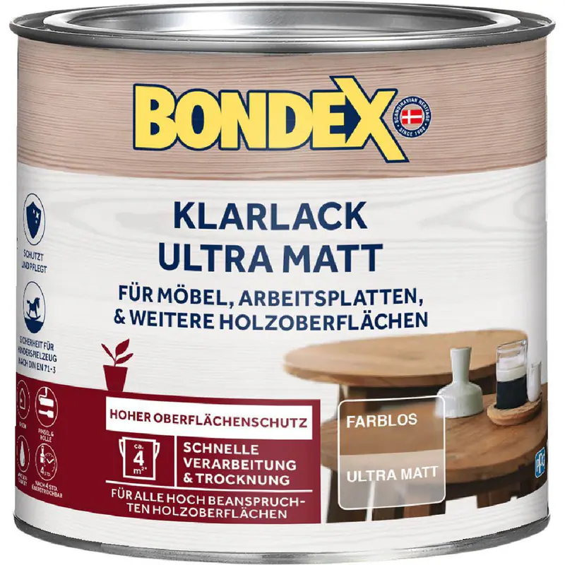Bondex Klarlack Ultra Matt Farblos 0,25 Liter Versiegelung Holz für Innenbereich