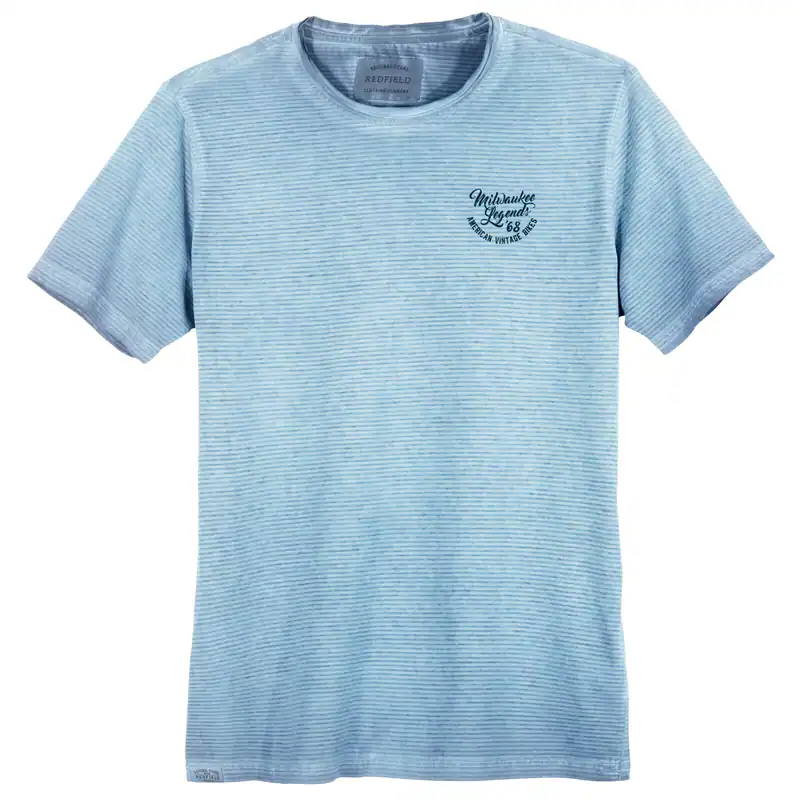 Redfield modisches Used XXL T-Shirt geringelt hellblau
