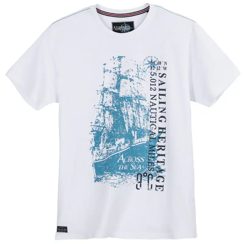 Redfield T-Shirt Übergröße Segel-Print weiß
