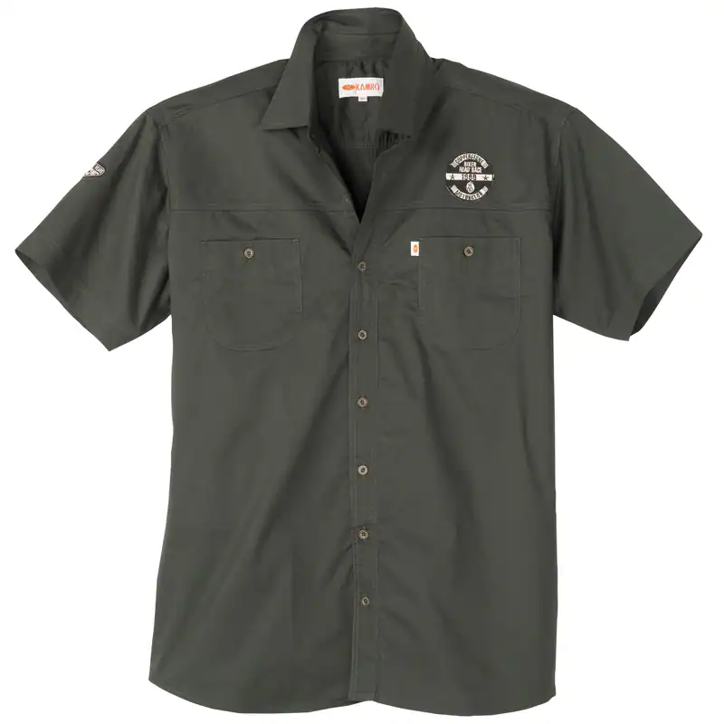 Kamro Übergröße Kurzarmhemd dunkeloliv Military-Style