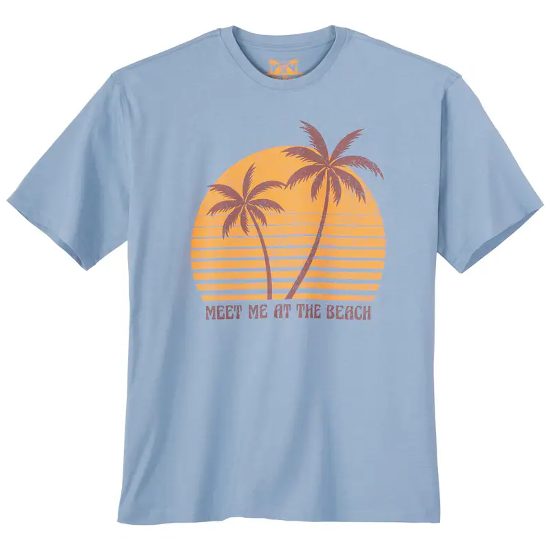 Calm Beach Übergrößen T-Shirt hellblau Palmenprint 3XL 4XL 5XL 6XL 7XL 8XL 10XL