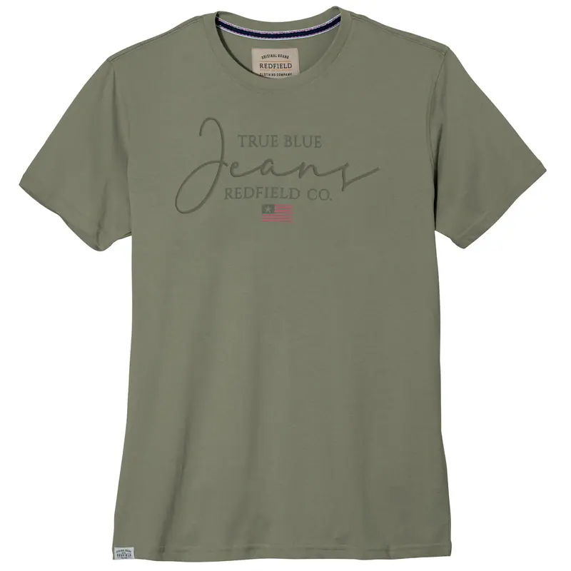 Redfield Übergrößen T-Shirt Print Jeans oliv