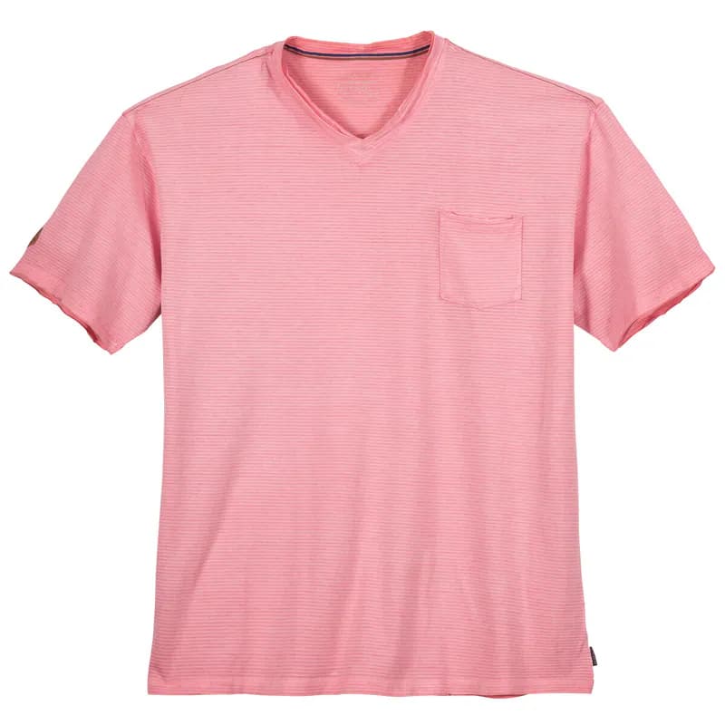 Redfield Used V-Neck T-Shirt Übergöße beere gestreift