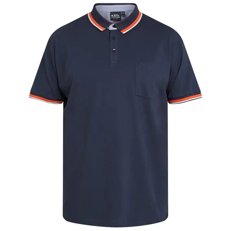 North Latitude Polo Kontraststreifen navy Übergröße