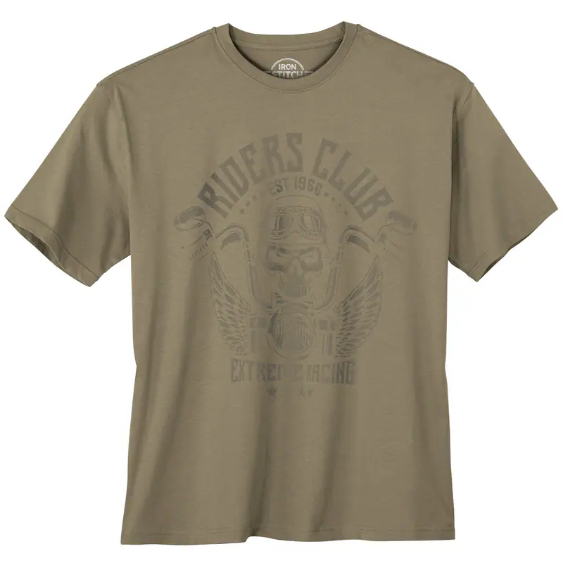Iron Stitch Übergröße T-Shirt oliv Riders Club 3XL 4XL 5XL 6XL 7XL 8XL 10XL NEU