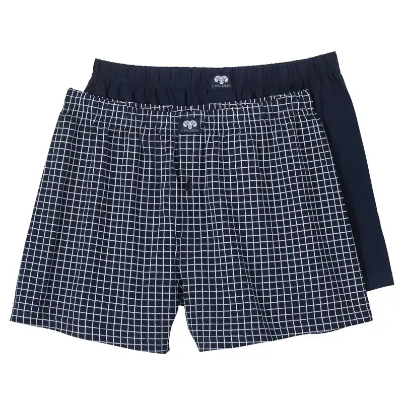 Ceceba 2er-Pack Boxershorts navy/Gitterkaro 2XL-8XL 100% Baumwolle, OEKO-TEX®100
