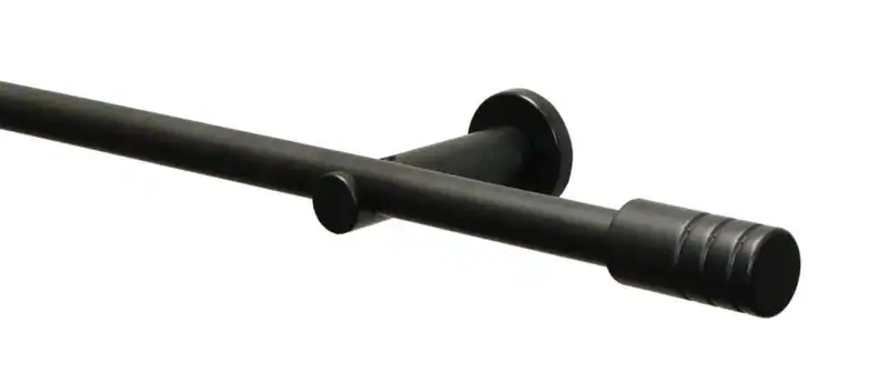 Gardinia Gardinenstangen Set Zylinder 1-Lauf Ø 19mm 120-220cm schwarz-matt