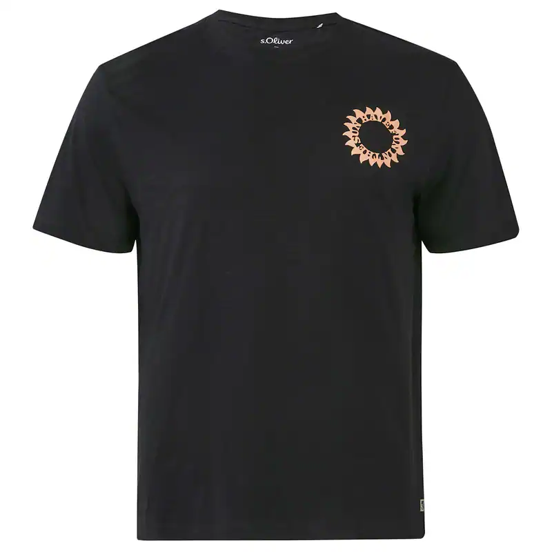 s.Oliver Übergröße schwarz T-Shirt Brustprint