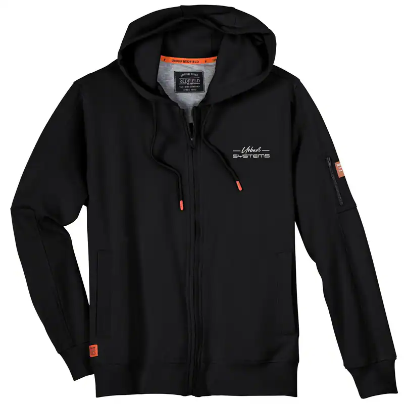 Redfield Übergrößen Sweatjacke schwarz Brustprint