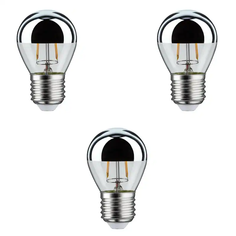 3 x Paulmann LED Tropfen 2,6W = 22W, 220 lm, E27, Kopfspiegel Silber, Warmweiß