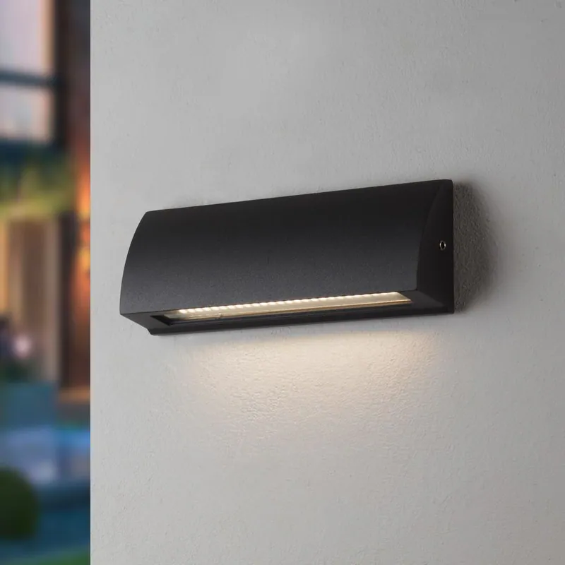 Famlights LED Wandleuchte Tamino, Anthrazit, Aluminiumdruckguss, Glas, 330 lm