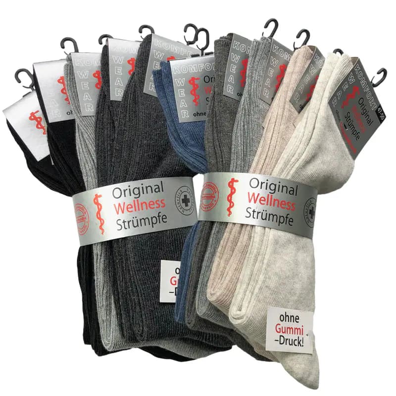 5er Pack Socken ohne Gummi Wowerat Übergröße gegen Durchblutungsstörungen bequem