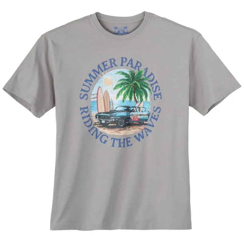 Calm Beach Übergrößen T-Shirt grau Summer Paradise 3XL 4XL 5XL 6XL 7XL 8XL 10XL